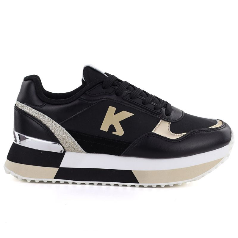 Women's leather sports shoes black Kobbo 100102