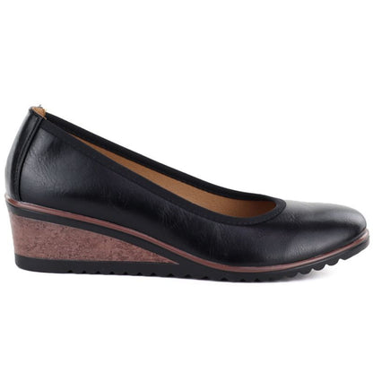 Women's black wedge shoes Vinceza 58628