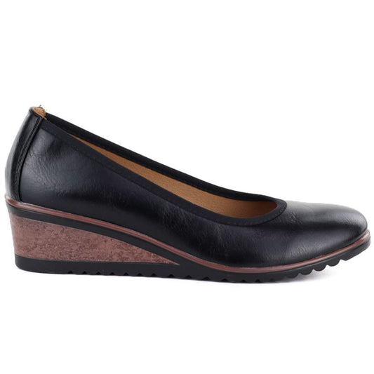 Women's black wedge shoes Vinceza 58628