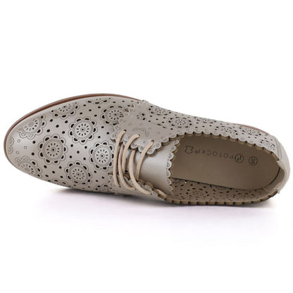 Women's openwork oxford shoes, gold, Potocki 12778