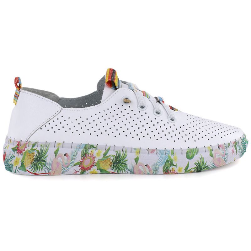 Women's leather openwork shoes white Artiker 58C0597