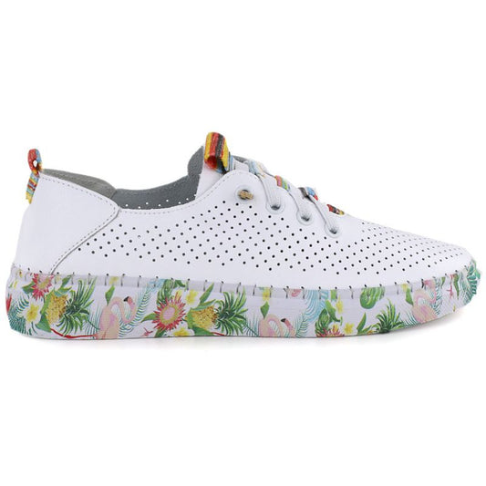 Women's leather openwork shoes white Artiker 58C0597