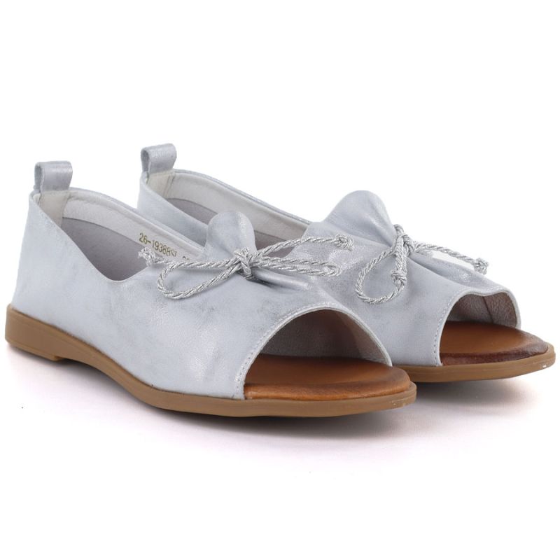 Women's leather open-toe silver shoes Cambell 19388