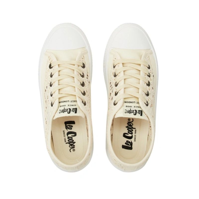 Lee Cooper women's shoes sports sneakers beige platform lace