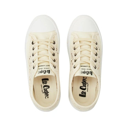 Lee Cooper women's shoes sports sneakers beige platform lace