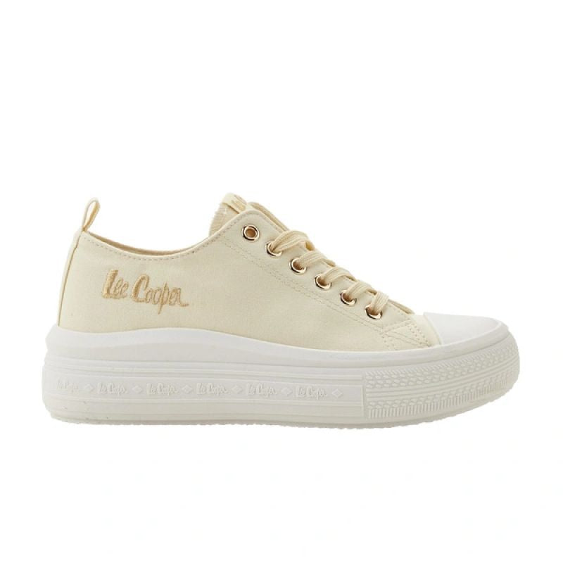 Lee Cooper women's shoes sports sneakers beige platform fashionable