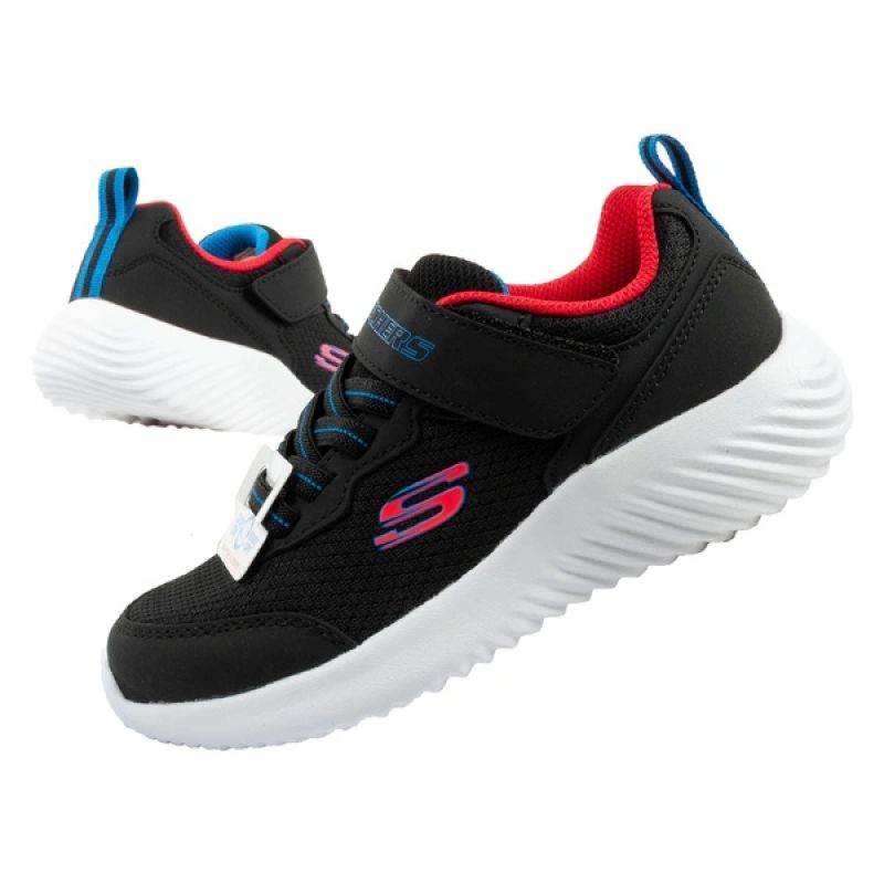 Skechers Bounder children's sports shoes with Velcro, lightweight, fashionable black
