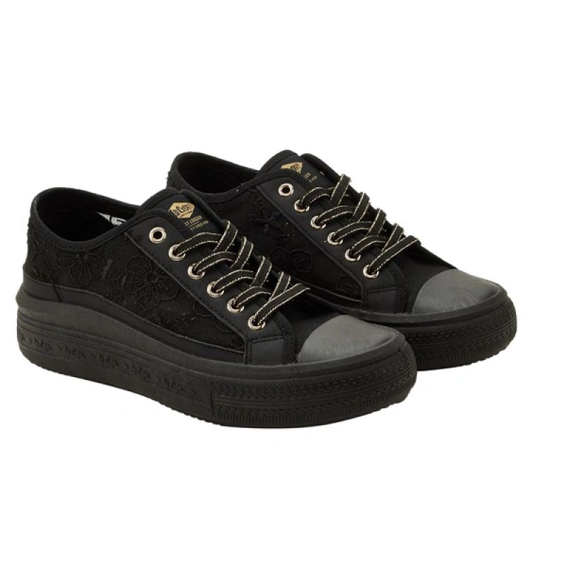 Lee Cooper women's sports shoes sneakers black platform lace