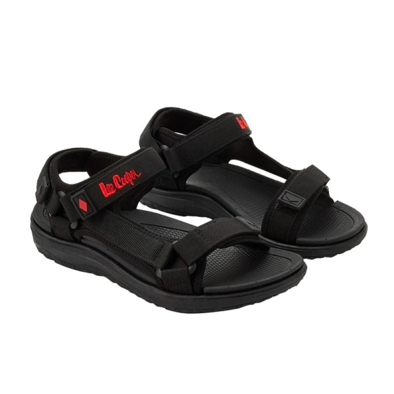 Lee Cooper women's shoes with velcro straps for summer beach sandals, lightweight black