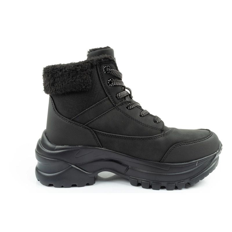 Lee Cooper women's winter hiking sports shoes, insulated, black, lace-up