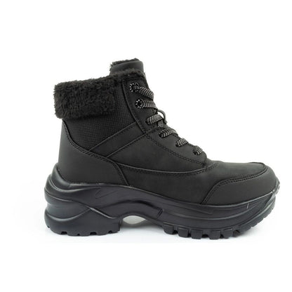 Lee Cooper women's winter hiking sports shoes, insulated, black, lace-up
