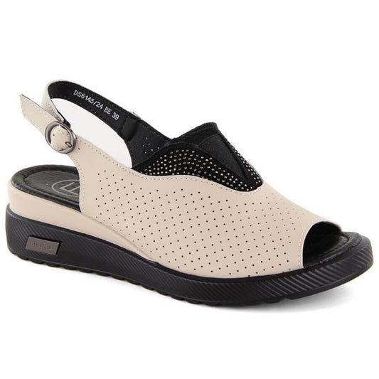 Leather openwork wedge sandals Filippo W PAW537, beige