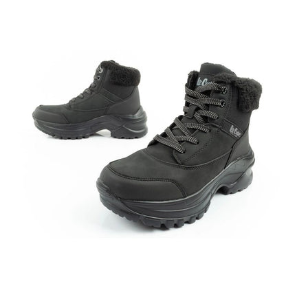 Lee Cooper women's winter hiking sports shoes, insulated, black, lace-up