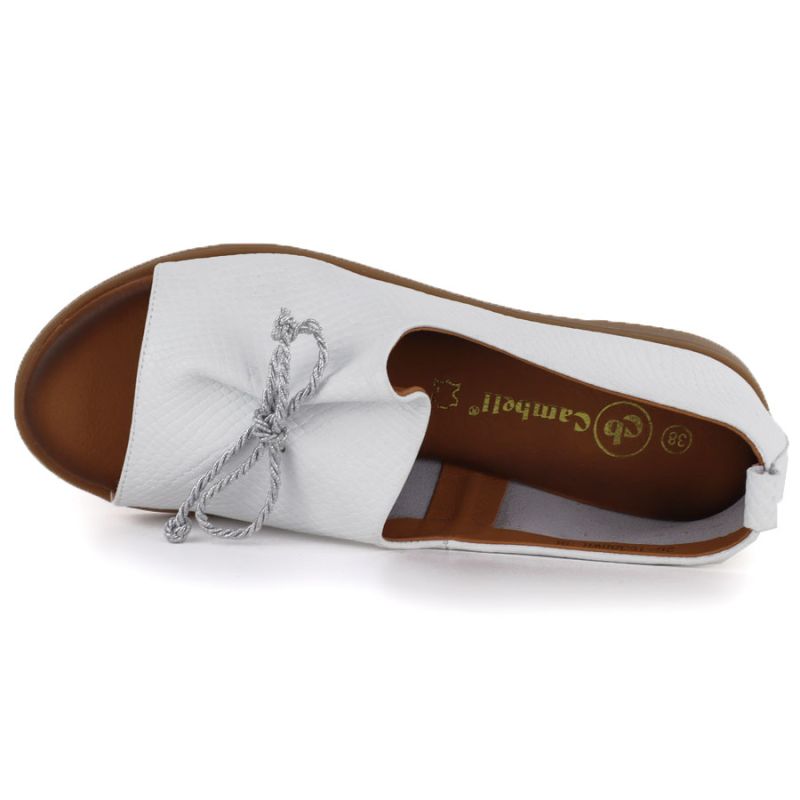 Women's leather open-toe shoes, white, Cambell 19388
