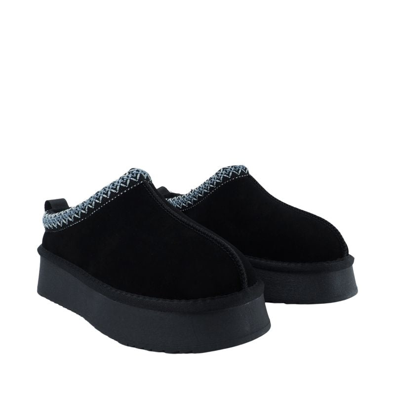 Women's leather shoes Solo Soprani Couture Sabot fur Hugh Platform black SSW421P22 53