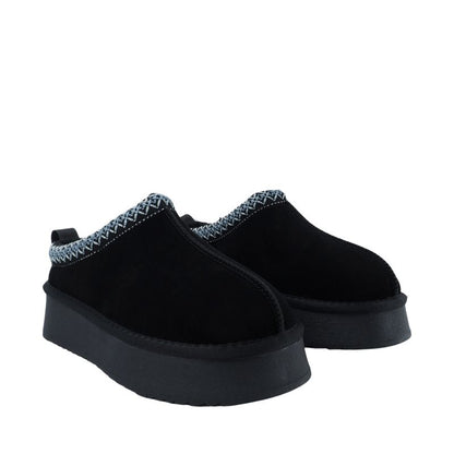 Women's leather shoes Solo Soprani Couture Sabot fur Hugh Platform black SSW421P22 53