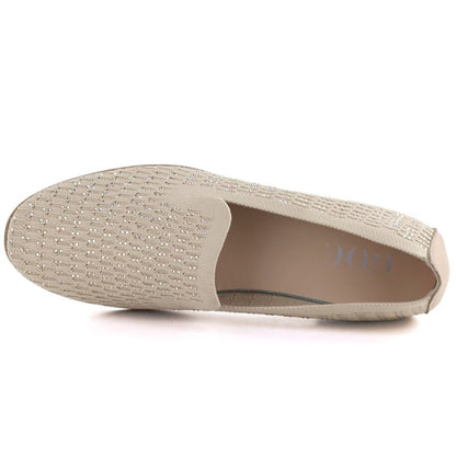 Women's beige lords shoes with zircons Bugatti TT2N4205