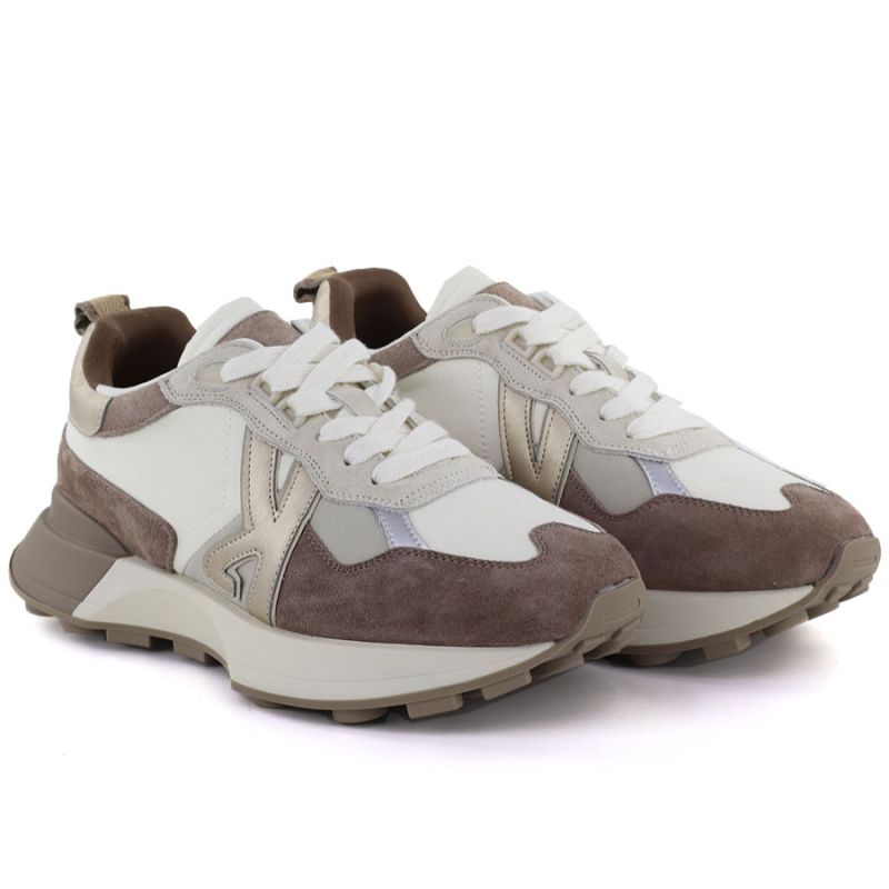 Women's leather sports shoes beige Kobbo 66954