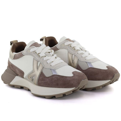 Women's leather sports shoes beige Kobbo 66954