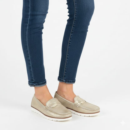 Women's gold moccasin shoes Vice Versa 834281