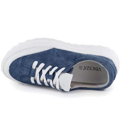 Women's blue leather platform shoes Vince
