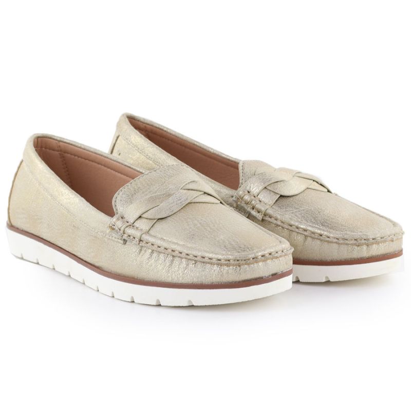 Women's gold moccasin shoes Vice Versa 834281