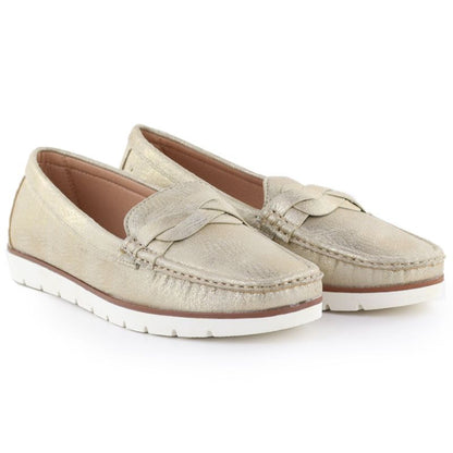 Women's gold moccasin shoes Vice Versa 834281