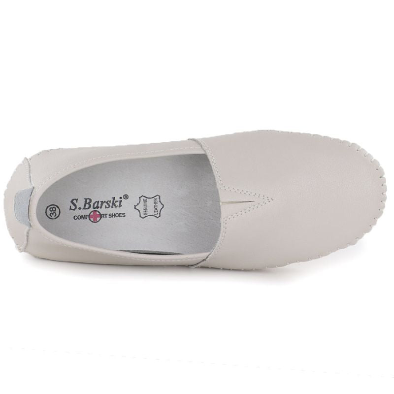 Women's beige leather slip-on shoes S.Barski LR61-7051