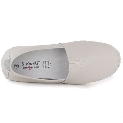 Women's beige leather slip-on shoes S.Barski LR61-7051