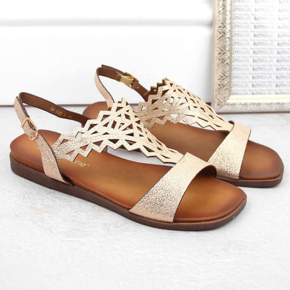 Sergio Leone W SK445 gold openwork flat sandals