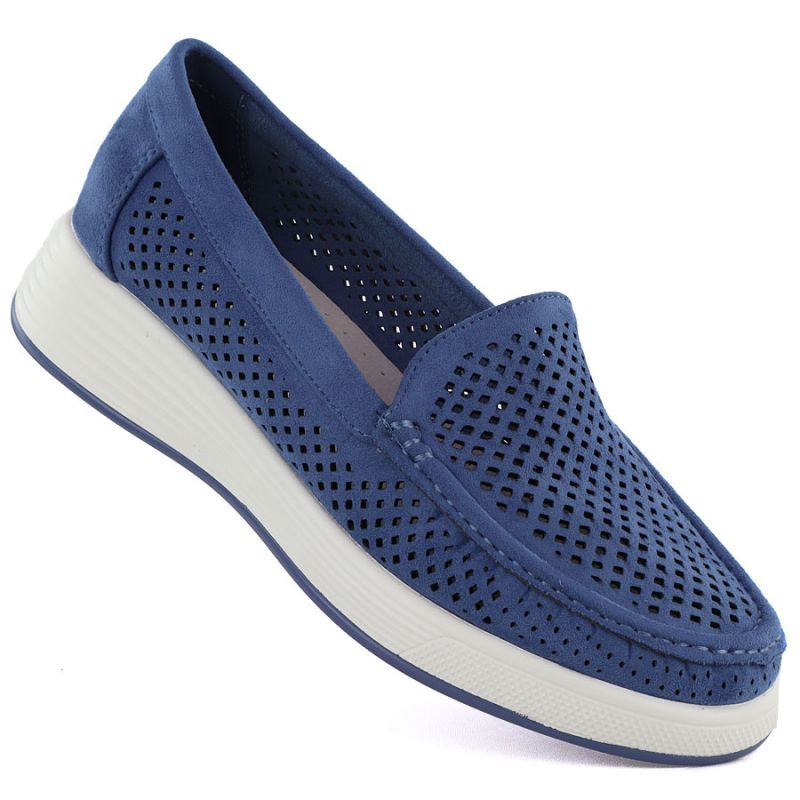 Women's openwork platform shoes blue Sergio Leone MK097H