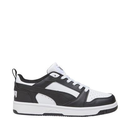 Puma Rebound V6 Lo Mid kids' shoes white and black 393833 01