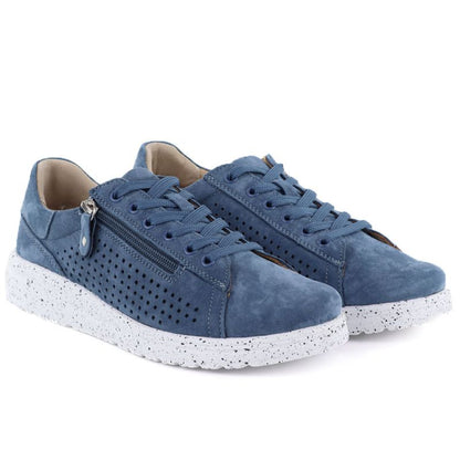 Women's leather openwork shoes on a blue platform M.Daszyński 26PB17-04