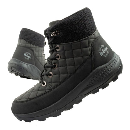 Lee Cooper women's winter hiking sports shoes, insulated, black, eco-leather