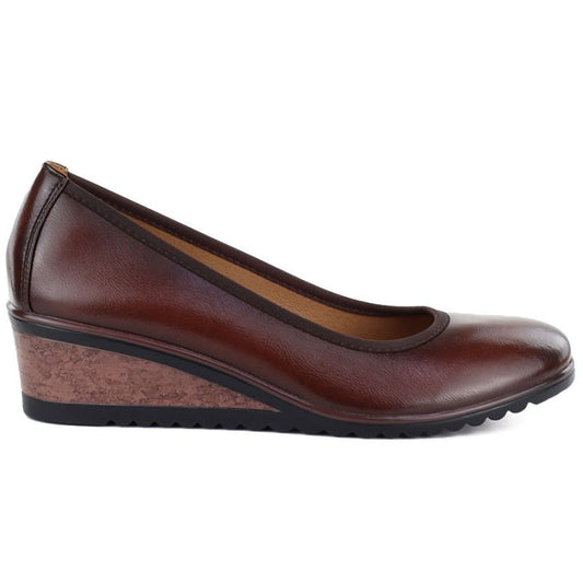 Women's brown wedge shoes Vinceza 58628