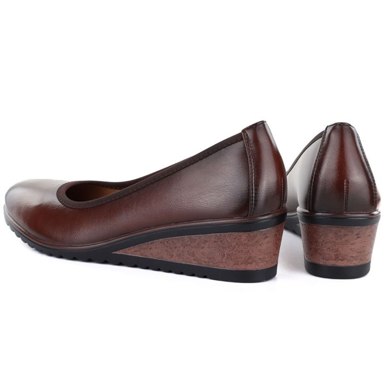Women's brown wedge shoes Vinceza 58628
