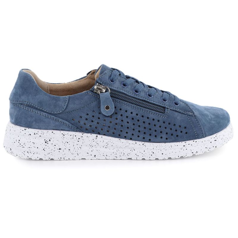 Women's leather openwork shoes on a blue platform M.Daszyński 26PB17-04