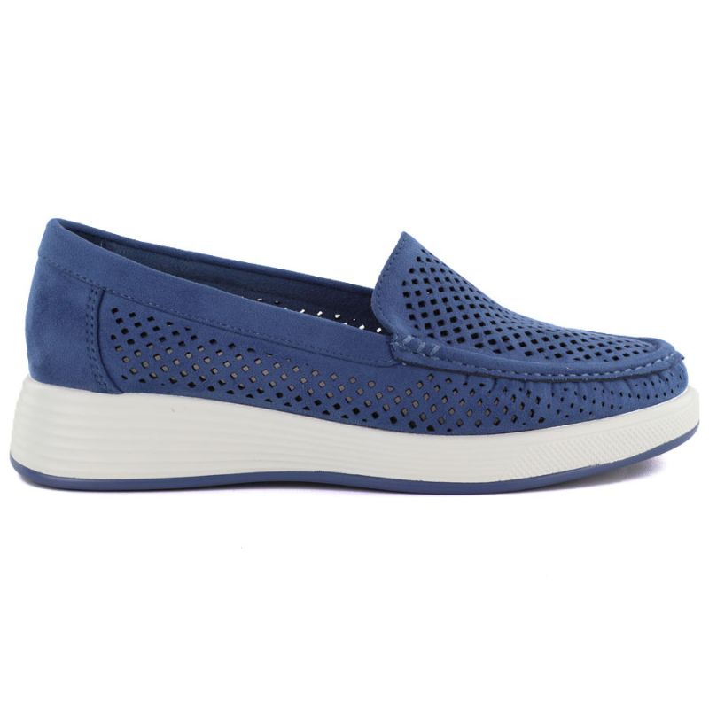 Women's openwork platform shoes blue Sergio Leone MK097H