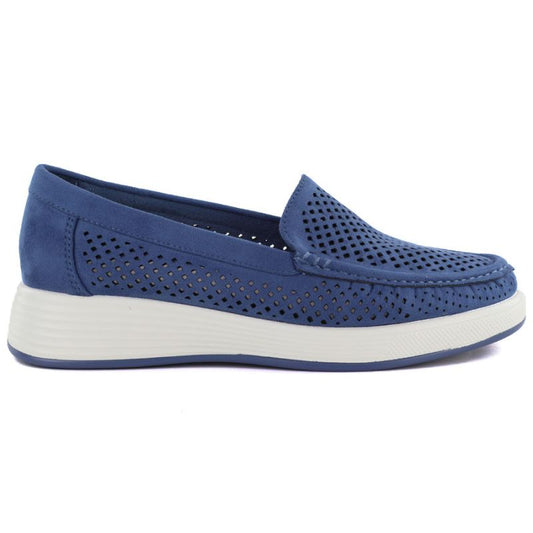 Women's openwork platform shoes blue Sergio Leone MK097H
