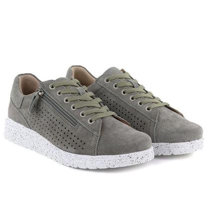 Women's leather openwork shoes on a green platform M.Daszyński 26PB17-04
