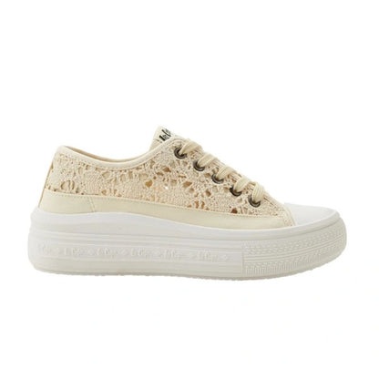 Lee Cooper women's shoes sports sneakers beige platform lace