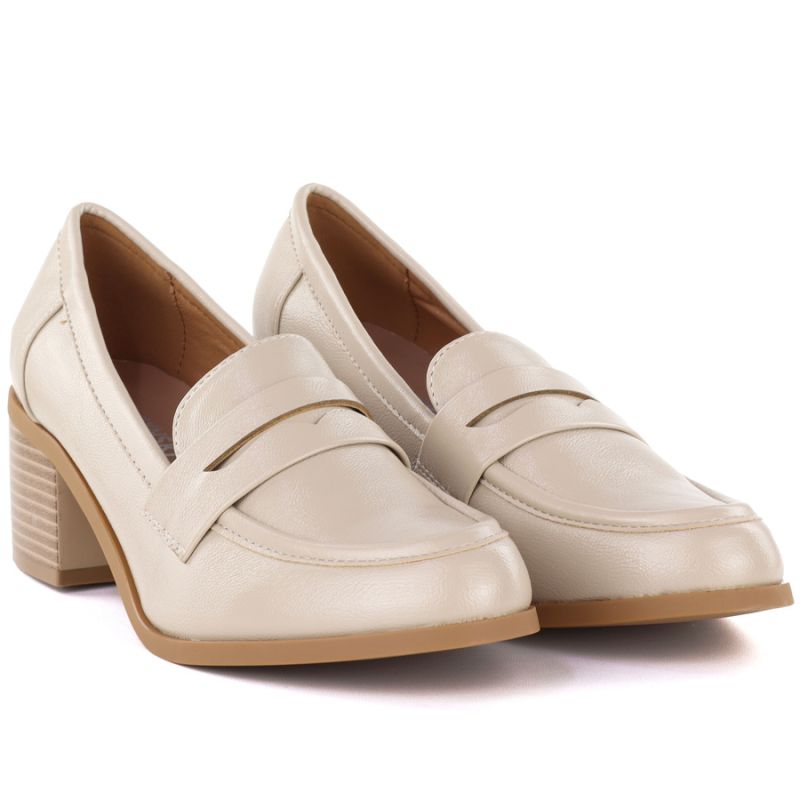 Women's beige lords heeled shoes M.Daszyński MR2201D-3A