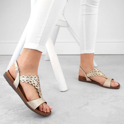 Sergio Leone W SK445 gold openwork flat sandals