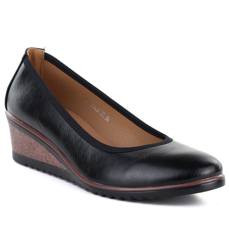 Women's black wedge shoes Vinceza 58628