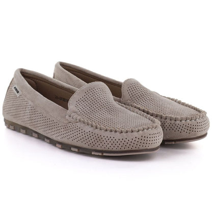 Women's moccasins, suede shoes, khaki, Potocki 09301