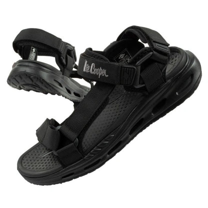 Lee Cooper men's shoes with velcro straps for summer, lightweight black