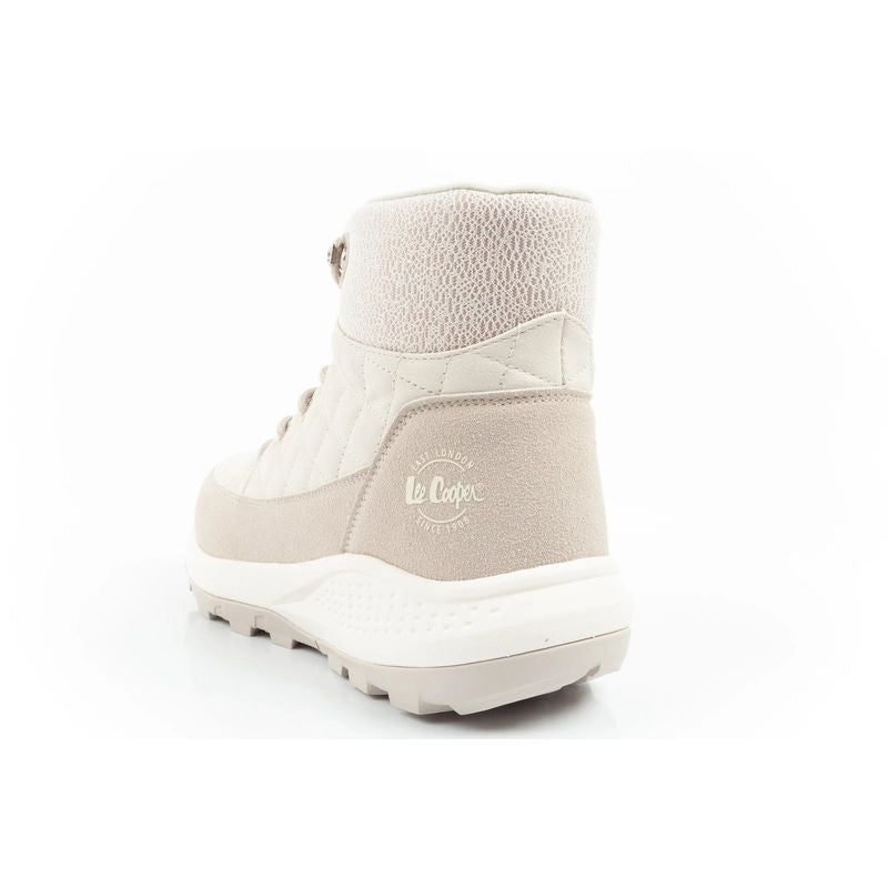 Lee Cooper women's winter hiking sports shoes, insulated, cream, eco-leather