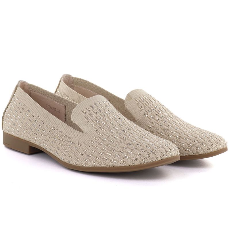 Women's beige lords shoes with zircons Bugatti TT2N4205