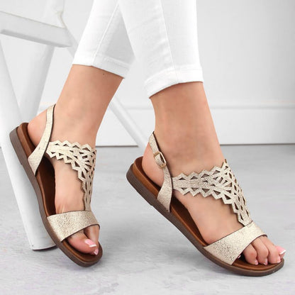 Sergio Leone W SK445 gold openwork flat sandals