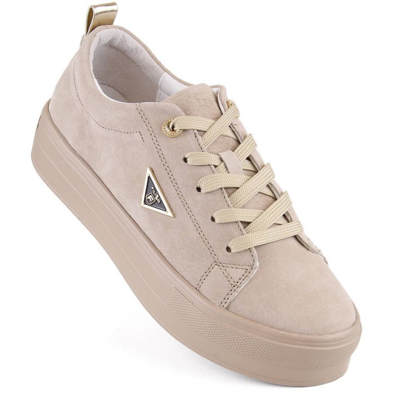 Filippo W PAW315C beige leather suede platform shoes